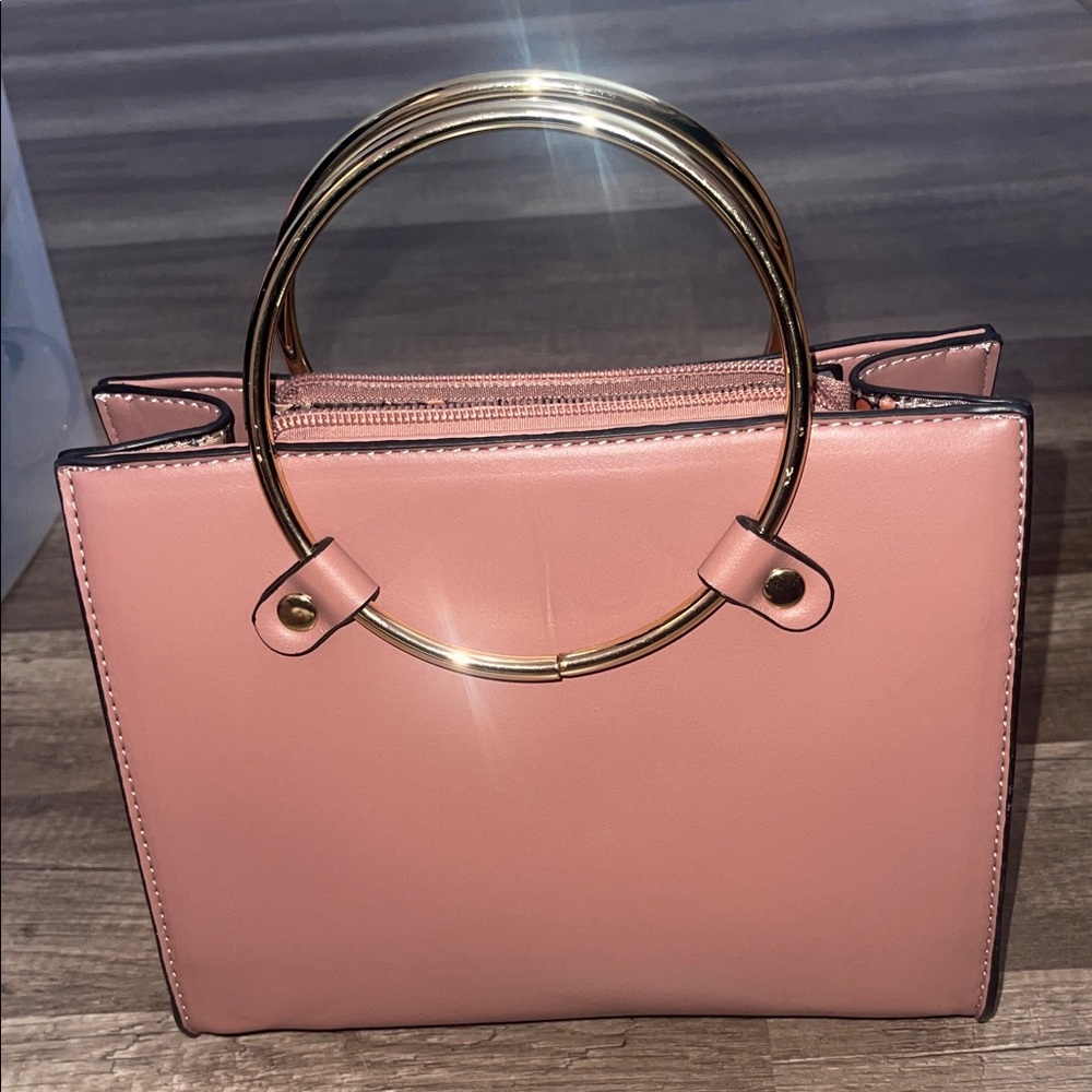Elegant Pink and Brown Handbag